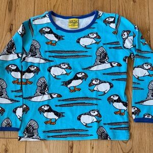 DUNS Sweden Kids Long Sleeve Puffin Shirt - Blue
